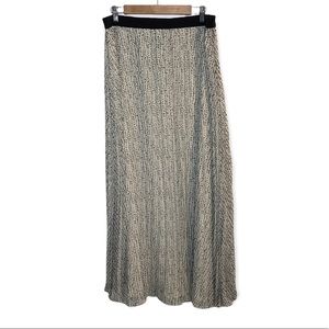 NEW Ann Taylor Chiffon Pleated Maxi Midi Skirt White Black Polka Dot Large L